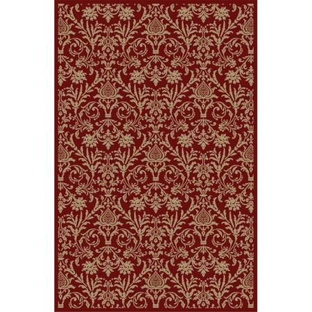 CONCORD GLOBAL TRADING Area Rugs, 3 Ft. 11 In. X 5 Ft. 7 In. Jewel Damask - Red 49404